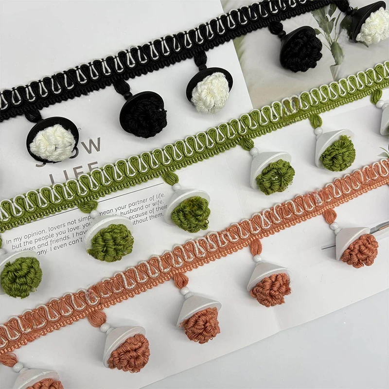 1m Pompom Lace Tassel Plush Ball Pendant Fringe Curtain Sofa Tablecloth Accessories Sewing Lace Trim Diy Decoration