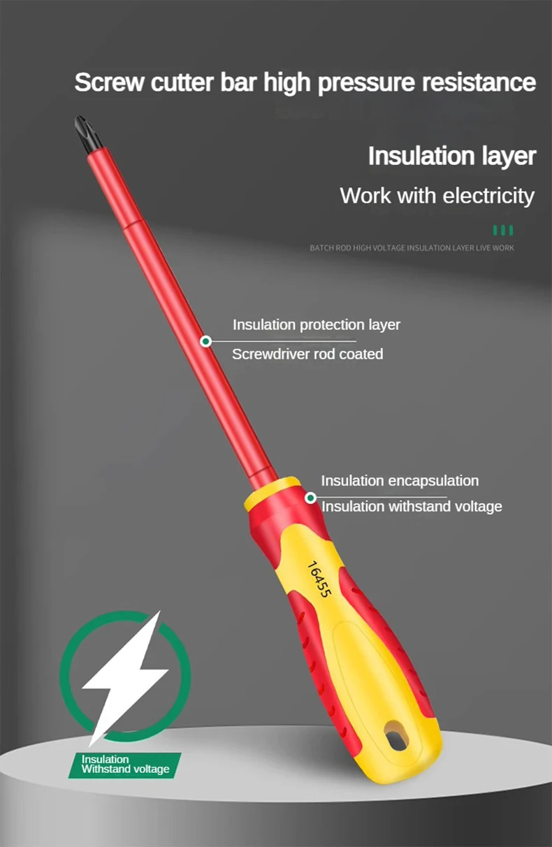 Isolierter Schraubendreher mit Schlitz und Kreuzschlitz, Magnetischer Mutternschlüssel, Elektriker-Werkzeug für Professionelle Schaltkreis-Wartung – Detail 9