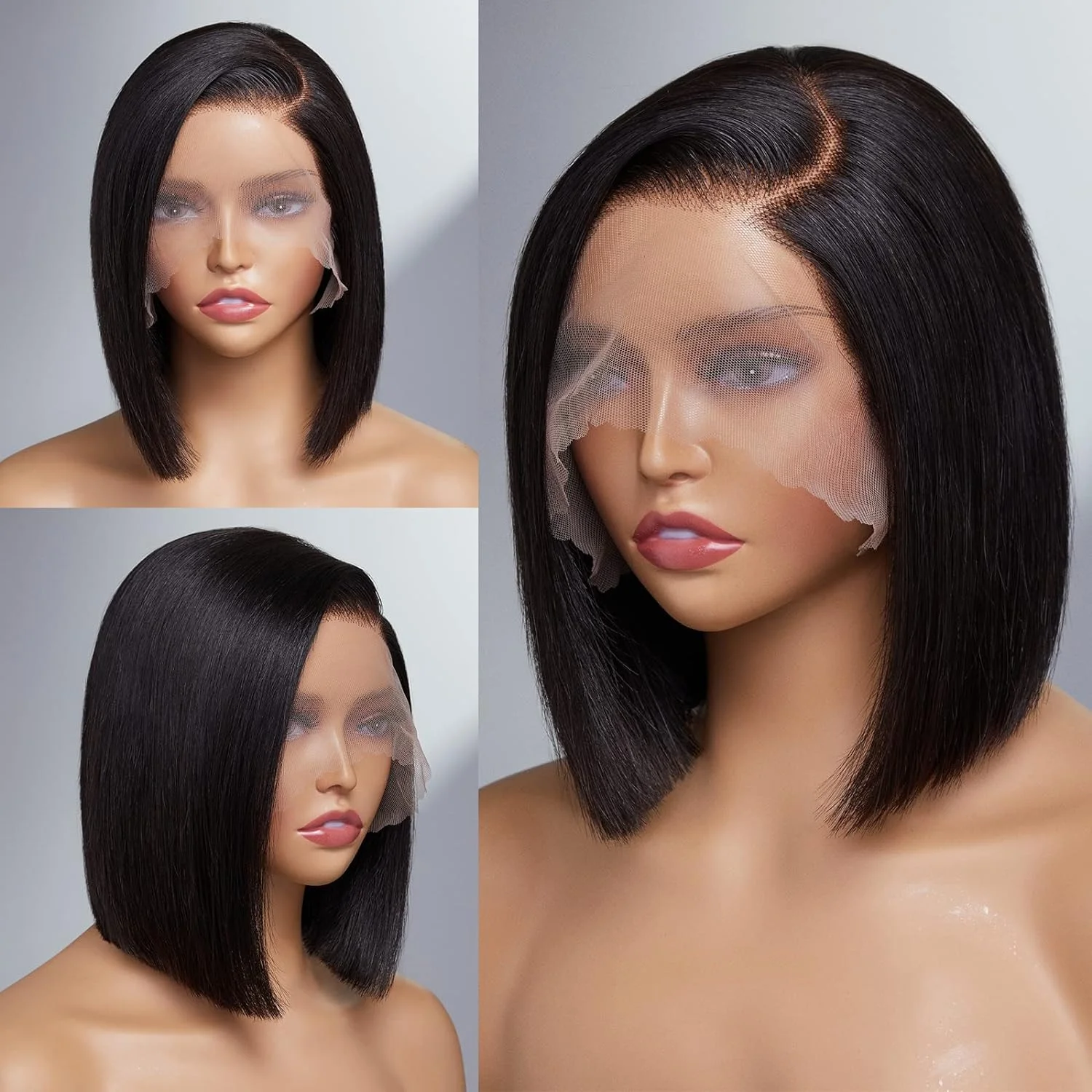 Straight 13x5x1 HD Lace Front Wig Brazilian Side Part Human Hair Wigs For Black Women Natural Color PrePlucked Hair Glueless Wig