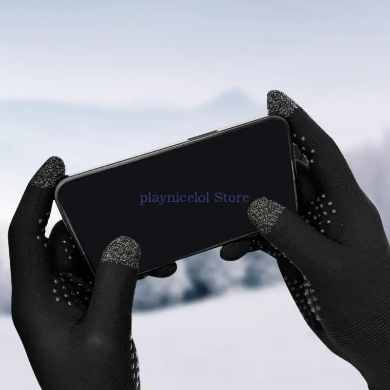 Touchable Screen Gaming Gloves Sweatproof Silver Fiber Finger Sleeves for Mobile Gaming Daily Cycling Mountaineering