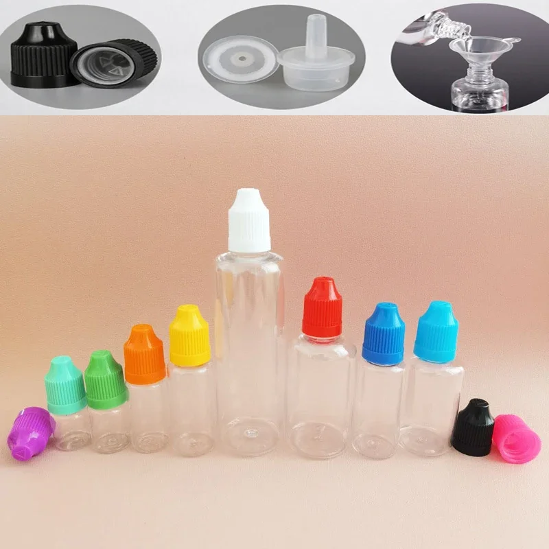 

100PCS 3ml-100ml Empty Plastic Reusable Dropper Bottles Travel Cosmetics container with Childproof Cap DIY Perfume Craft Vials