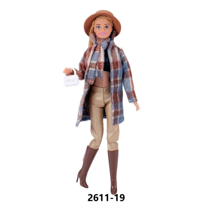 ملابس دمى بطول 30 سم، طقم أزياء فاخر يتضمن معطف جلدي بياقة فرو وسروال وتنورة لدمى السوبر موديل مقاس 1/6