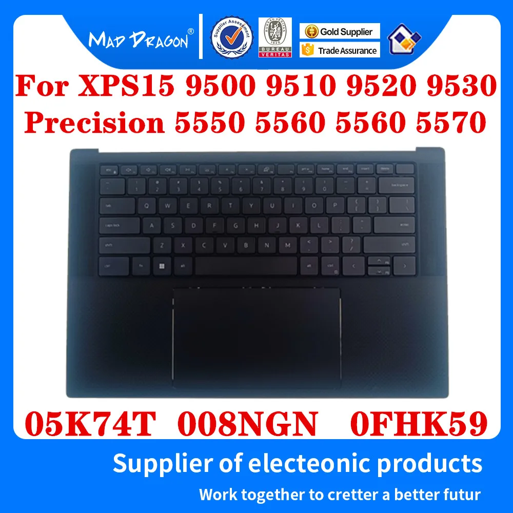 For Dell XPS15 9500 9510 9520 9530 Precision 5550 5560 5570 5580 Laptop Replacement US UK JP keyboard Palmrest Upper Cover Case