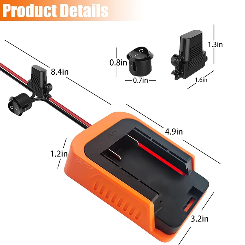 For Makita/Ryobi/Black&Decker/Hitachi/Hikoki 36V 40V Li-ion Battery Power Wheel Adapter Battery Power Connector with Fuse Switch