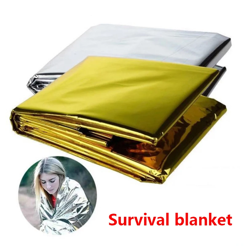 Outdoor Emergency Blanket Rescue First Aid Kit Camp Lifesave Warm Heat Bushcraft Camping Gear Thermal Portable Blanket Survive