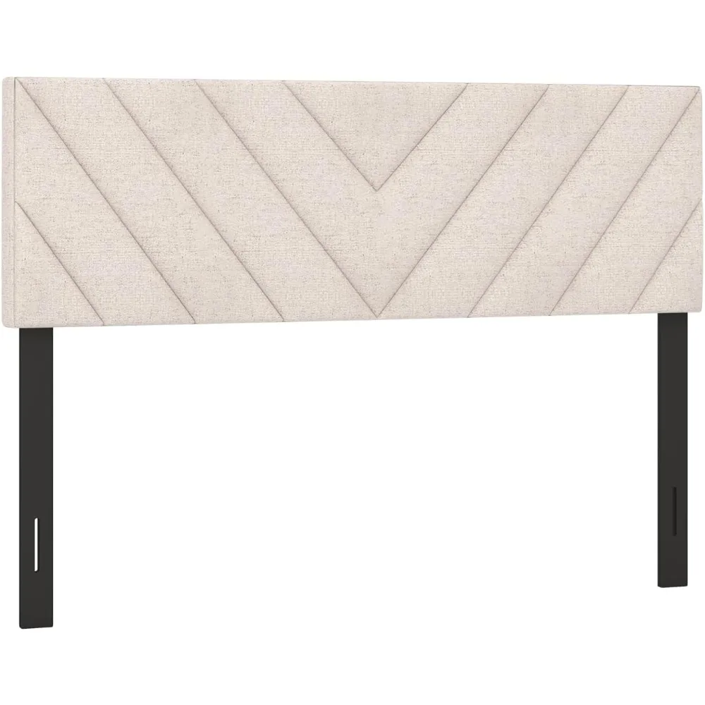 

KOMFOTT Linen Fabric Upholstered Headboard for Full/Queen Size Bed, Rectangular Headboard with Solid Wood Legs & Adjustable Widt