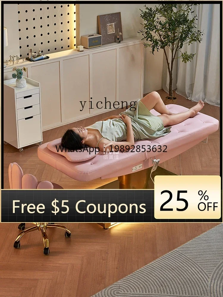 LYY Electric Beauty Bed Lifting Beauty Salon Golden Base Massage Couch Medical Beauty Facial Bed Eyelash Tattoo Bed