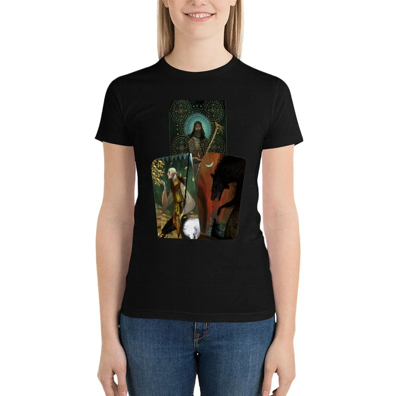 Solas Tarot Card Trilogy T-Shirt summer clothes Blouse Women's t-shirt