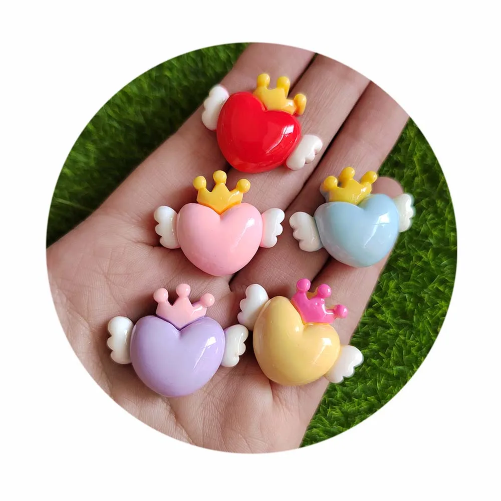 

Cute Crown Heart Flat Back Resin Cabochon Scrapbooking For Phone Deco Parts DIY Crafts Hair Bows Center Accessories