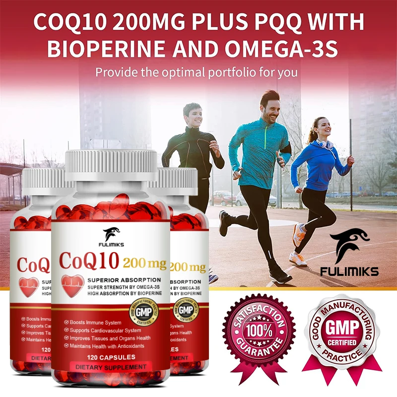 CoQ10 200mg Super 5 Times Absorption Rate, Antioxidant, Beneficial for Heart Health & Energy Production, Coenzyme Q10 Supplement