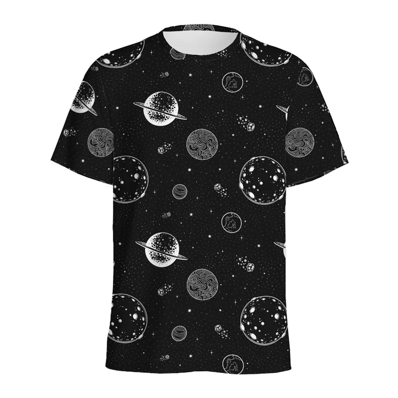 Cute Constellations Planets Graphic T-shirt For Men Kids Summer Crew Neck Short-sleeved Tee Shirt 3D Printed Tops T Shirts