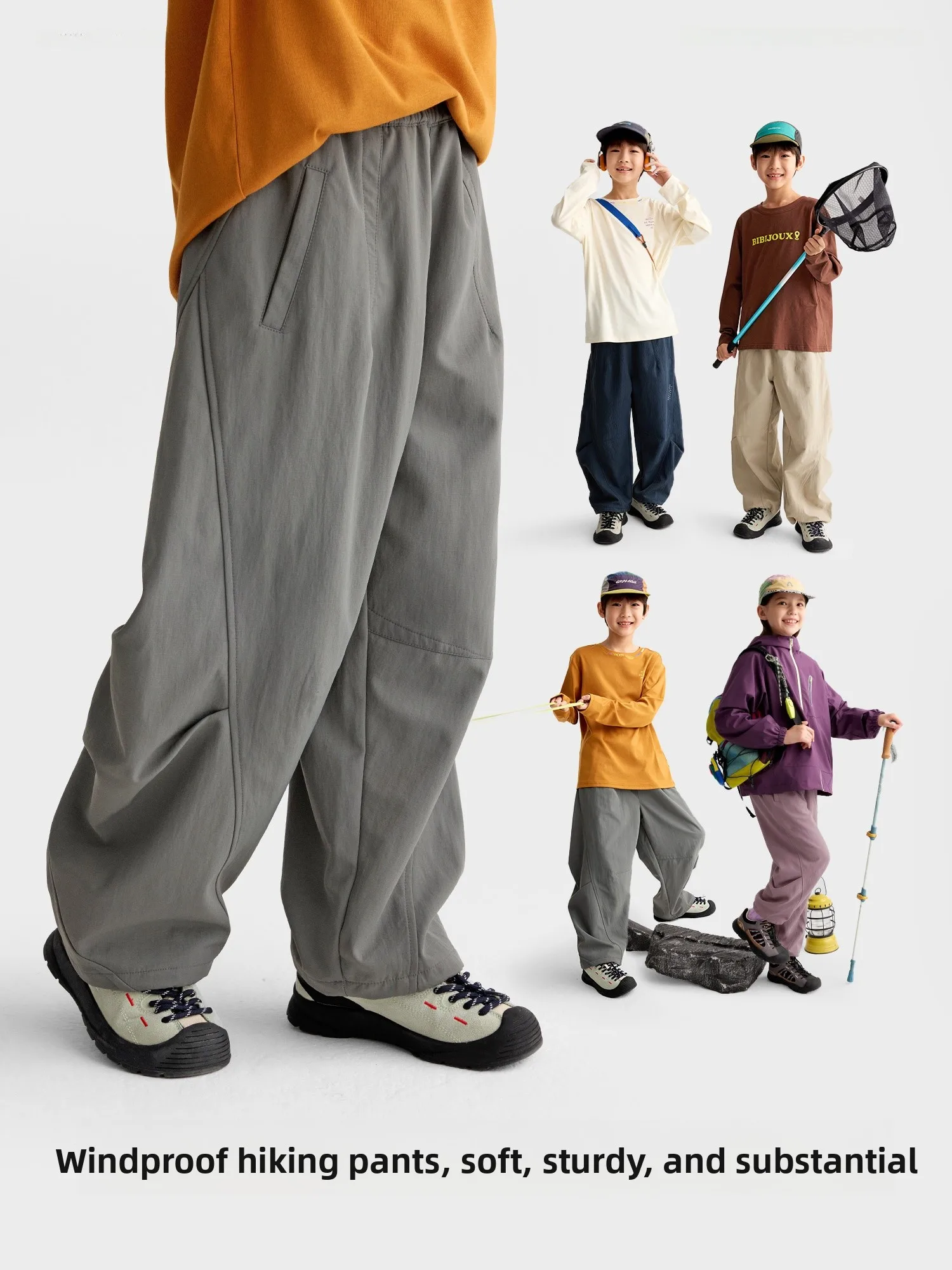Purrfect Diary Kids Outdoor Climbing Pants Wear-Resistant Autumn Season Unisex Long Workwear Trousers for Children