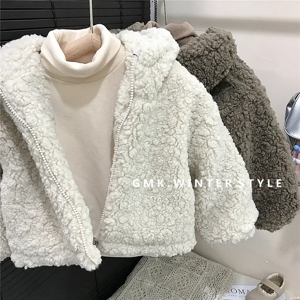 

Куртки с мехом ягненка для мальчиков, зимние утепленные теплые пальто на молнии с капюшоном для девочек, детская одежда, одинаковые комплекты для сестры и брата, осень