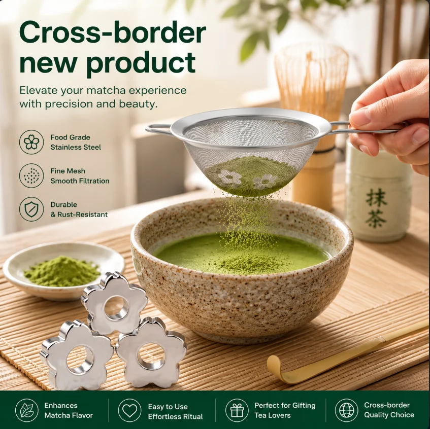 Matcha Sifter Food-Grade Stainless Steel Anti-Caking Sieve Even Clump-Free Matcha Ideal for Home Cafe Use Food-Safe Durable