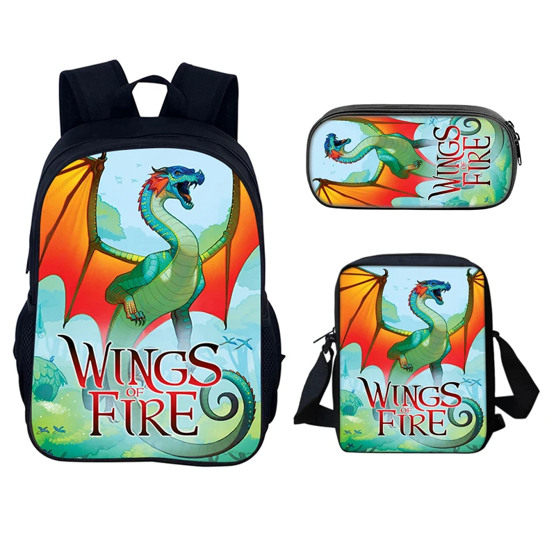 Anime 3pcs/Set Shoulder Bag Pencil Case Camping Book Bags Cartoon Wings of Fire Backpack School Bags for Boys Girls Best Gift