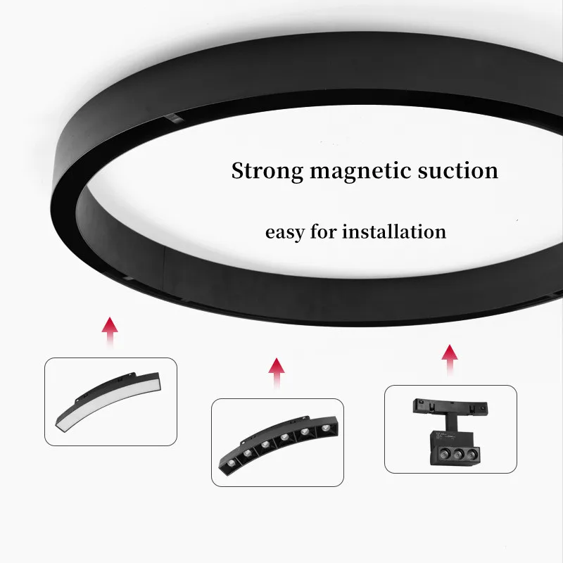 Runde magnetische Schienen leuchte eingebettete oberflächen montierte Wohnzimmer bogen ohne Haupt licht dunkel montierte LED randlose Linien lichter