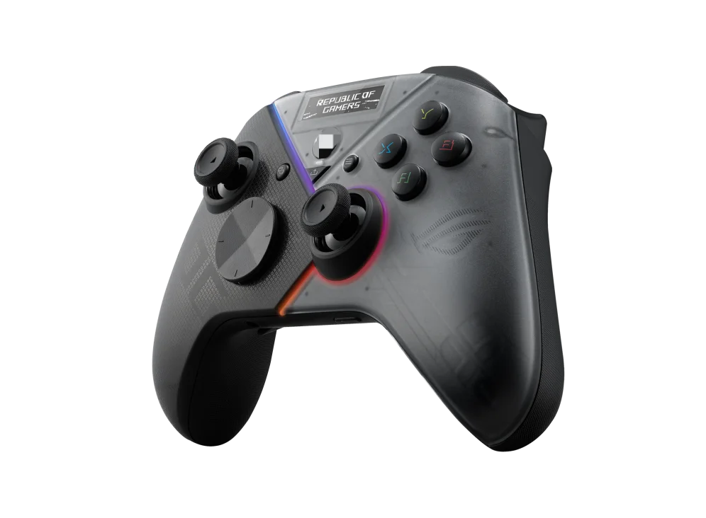 Control de Juego ROG Raikiri Pro con Pantalla OLED Integrada, Conectividad Versátil de Tres Modos, Uso con Cable USB-C, 2.4GHz o Bluetooth en PC
