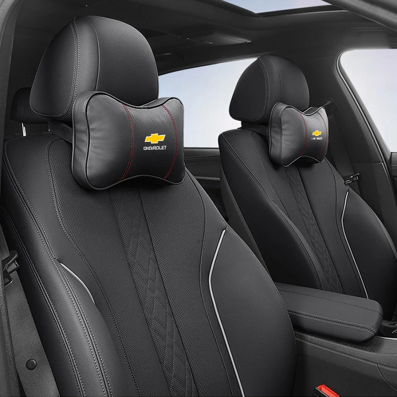 Leather Car Headrest For Chevrolet Spark Captiva Cruze Tracker Epica Nubira Malibu Optra Memory Cotton Neck Pillow Accessories