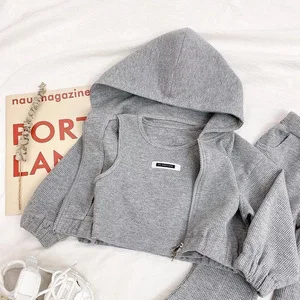 Baby Girls Suit 2024 New Spring and Summer Korean Style Fashion Girl Baby Children Bell Bottoms Three-piece Set Simple Casual