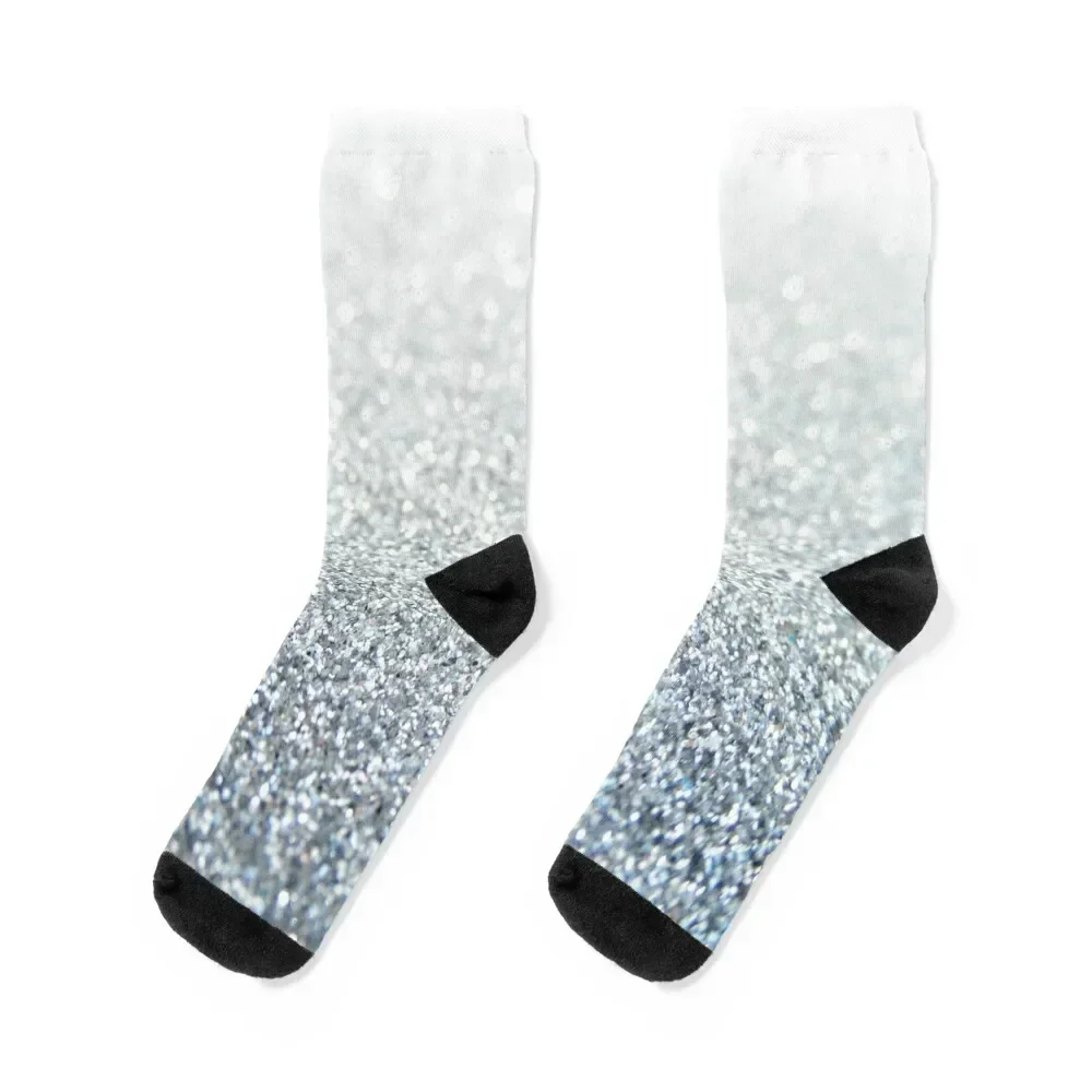 Shiny Silver Glitter Socks shoes custom happy Toe sports Socks Ladies Men's