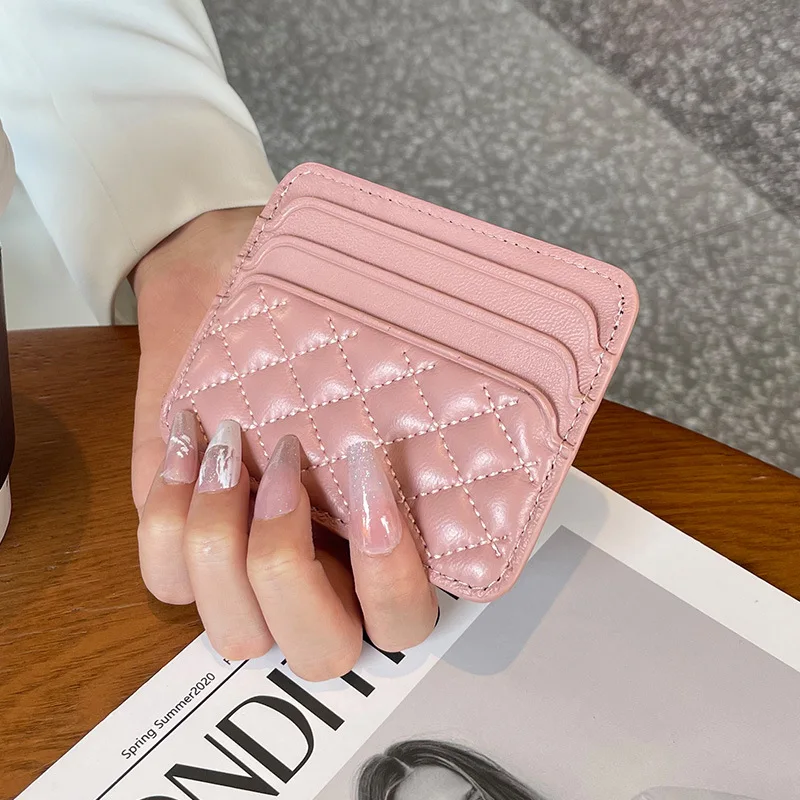 Mini Coin Purse Fashionable Leather Card Holder Ultra-thin Multiple Card Slots Wallet Card Clamp for Women Men