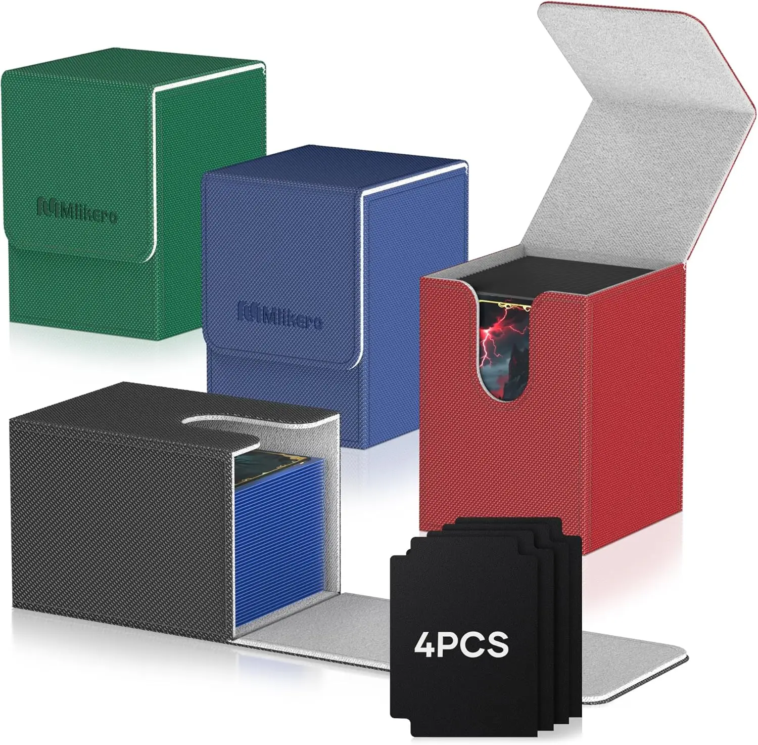 

Коробка для колоды карт, коробка для колоды Commander, вмещает более 400 карт в индивидуальных протекторах, с 4 разделителями, кожаная магнитная коробка для карт