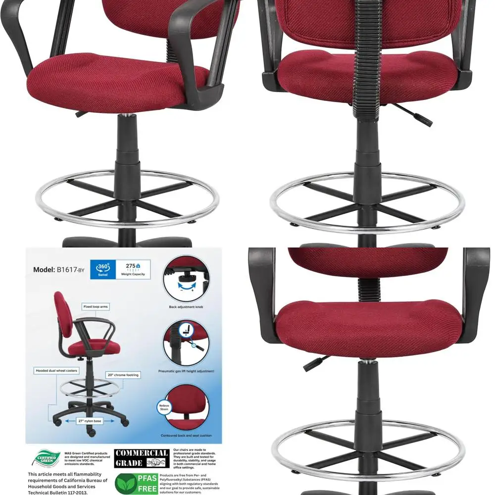 

Эргономичное кресло бордового цвета с подлокотниками-петлями для офисных продуктов