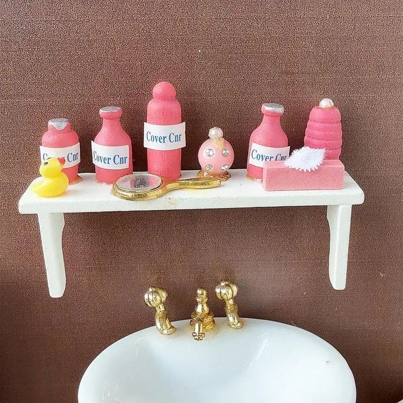 1 Stuks 1/12 Poppenhuis Simulatie Mini Toiletartikelen Rack Model Miniatuur Items Poppenhuis Accessoire Parfum Plank Ornamenten Speelgoed