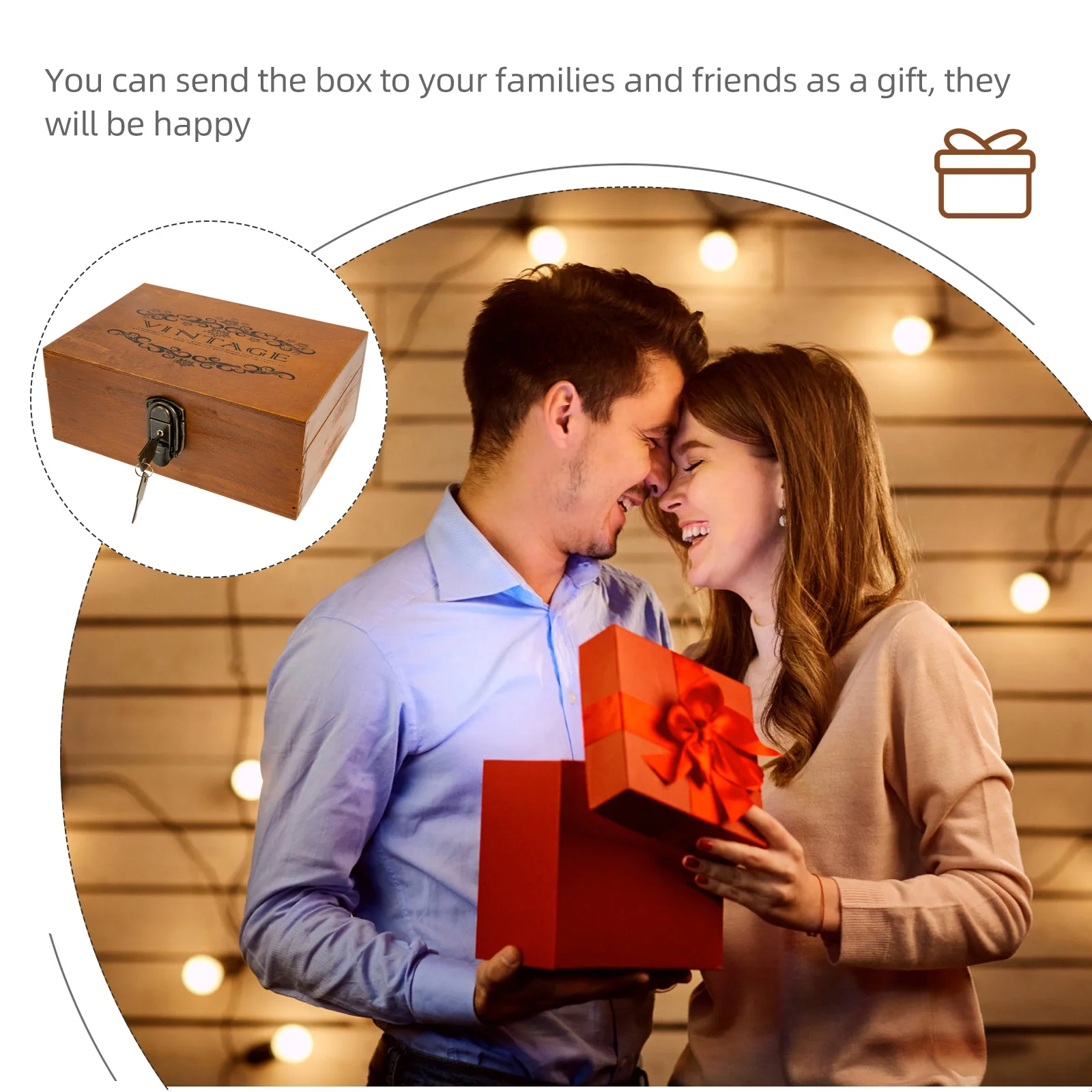 Vintage Wooden Jewelry Box Organizer Elegant Household Storage Container Retro Jewelry Box Vintage Postcard Storage Case