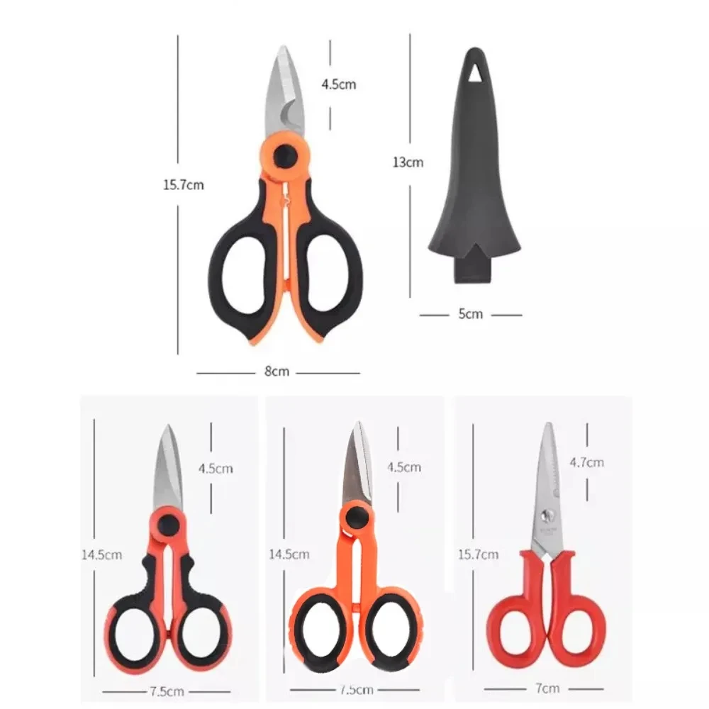 Imagem -04 - Household High Carbon Steel Scissors Tesouras Eletricista Descascando o Fio Cortar Ferramentas para Tecidos de Papel e Cabo Novo