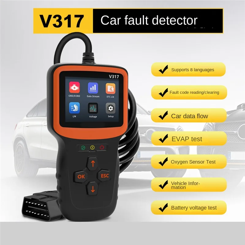 

Прочный сканер V317 Obd2 V317 Сканер Obd2 Автомобильный профессиональный диагностический инструмент для проверки неисправностей двигателя автомобиля Световой код V317 OBD2C