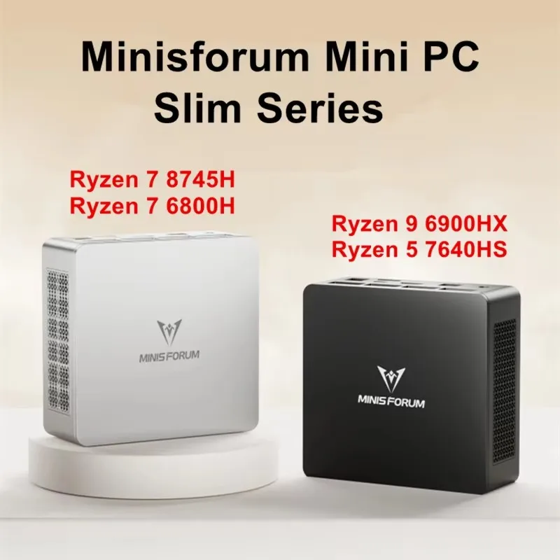 2025 MINISFORUM Slim Series كمبيوتر صغير UM870 AMD Ryzen 7 8745H USB4.0 2 * DDR5 2.5G LAN Windows 11 NUC كمبيوتر صغير WiFi6E