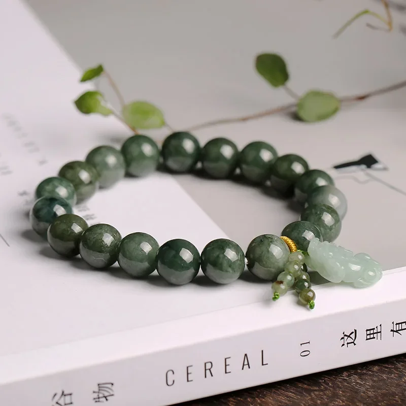 Lucky 8/10mm Natural Jade Beads Pixiu Brave Troops Charm Beaded Bracelets for Women Men Fine Jewelry Accessories Gifts YBR652