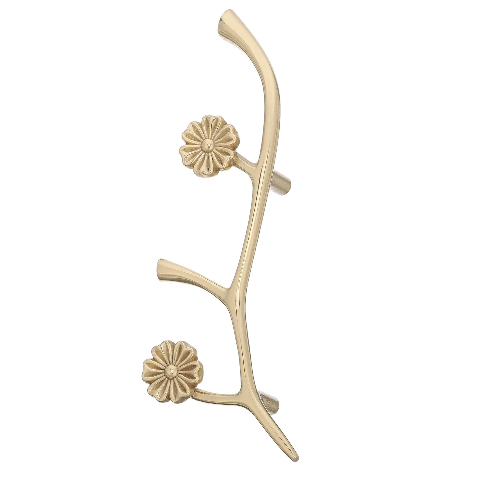 Brass Cabinet Pull Gold Plum Blossom Branch Drawer Handle Antler Twig Furniture Hardware Knob