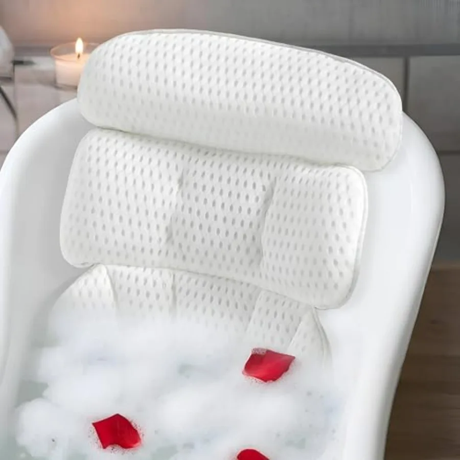 

Роскошная подушка для ванны с 8 прочными и мощными нескользящими присосками для спа-релаксации дома, мягкая 4D сетчатая ткань для ванны