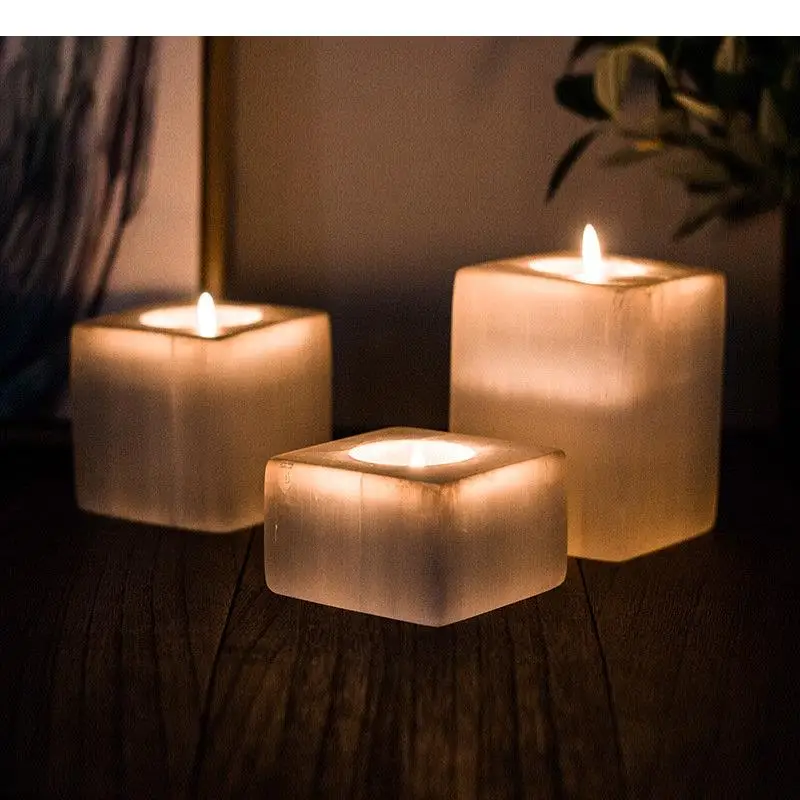 Natural Ore Square Candle Holders Desk Decoration Minimalism Gypsum Candlestick Wax Melt Home Aroma Container