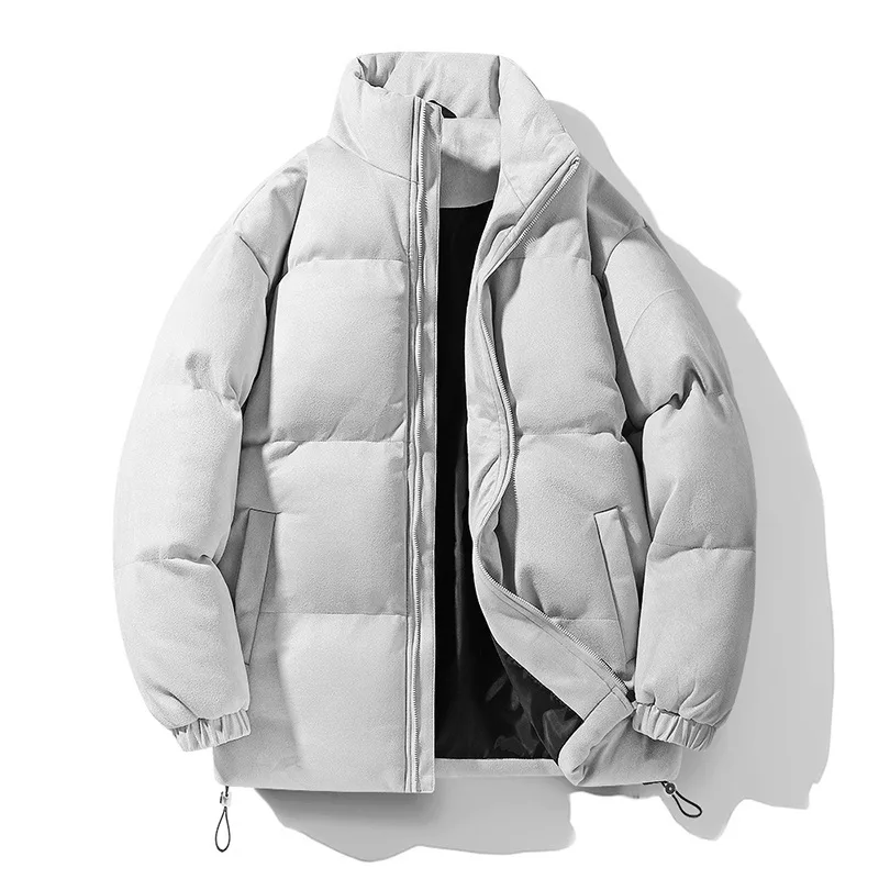 Jaqueta de algodão acolchoada masculina, parka de camurça, gola, outwear de marca da moda, casaco retrô casal, inverno