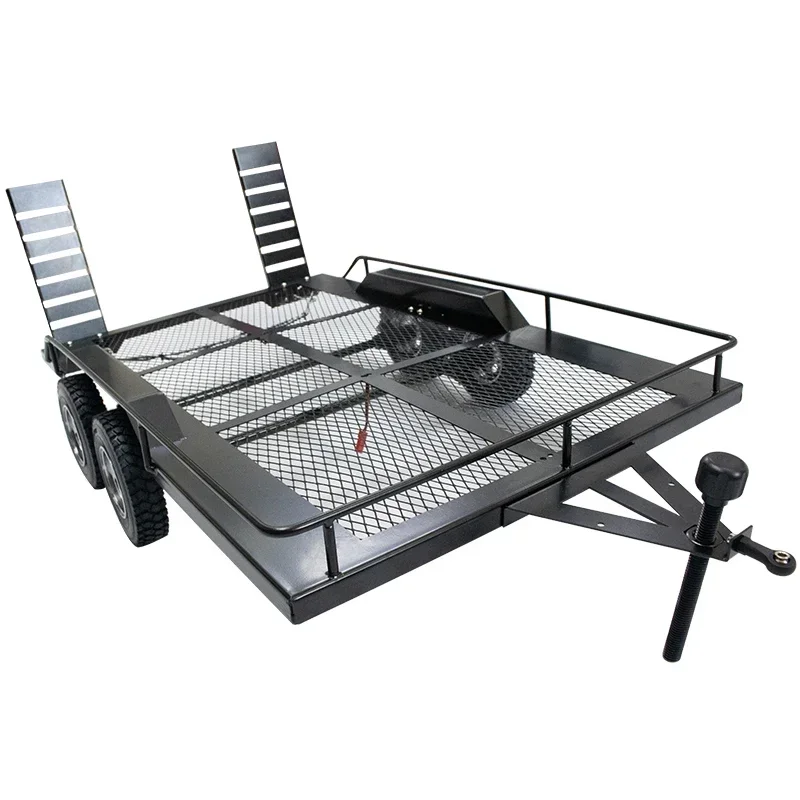 KYX Racing Heavy Duty Metal Trailer for 1/10 RC Rock Crawler Truck Traxxas TRX4 Axial SCX10 SCX10 II 90046 90047 CC01 D90 D110