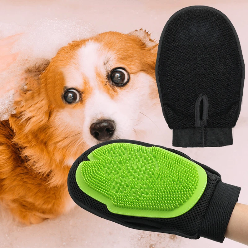 Pet Grooming Glove Cats Brush Comb Cat Hackle Pet Deshedding Brush Glove Animal Dog Pet Hair Gloves for Dog Grooming Washing