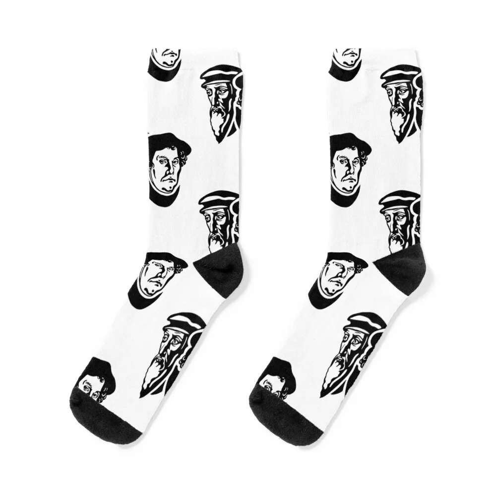 Luther and Calvin Portrait Socks snow anti-slip professional running bright garter Women Socks Men's