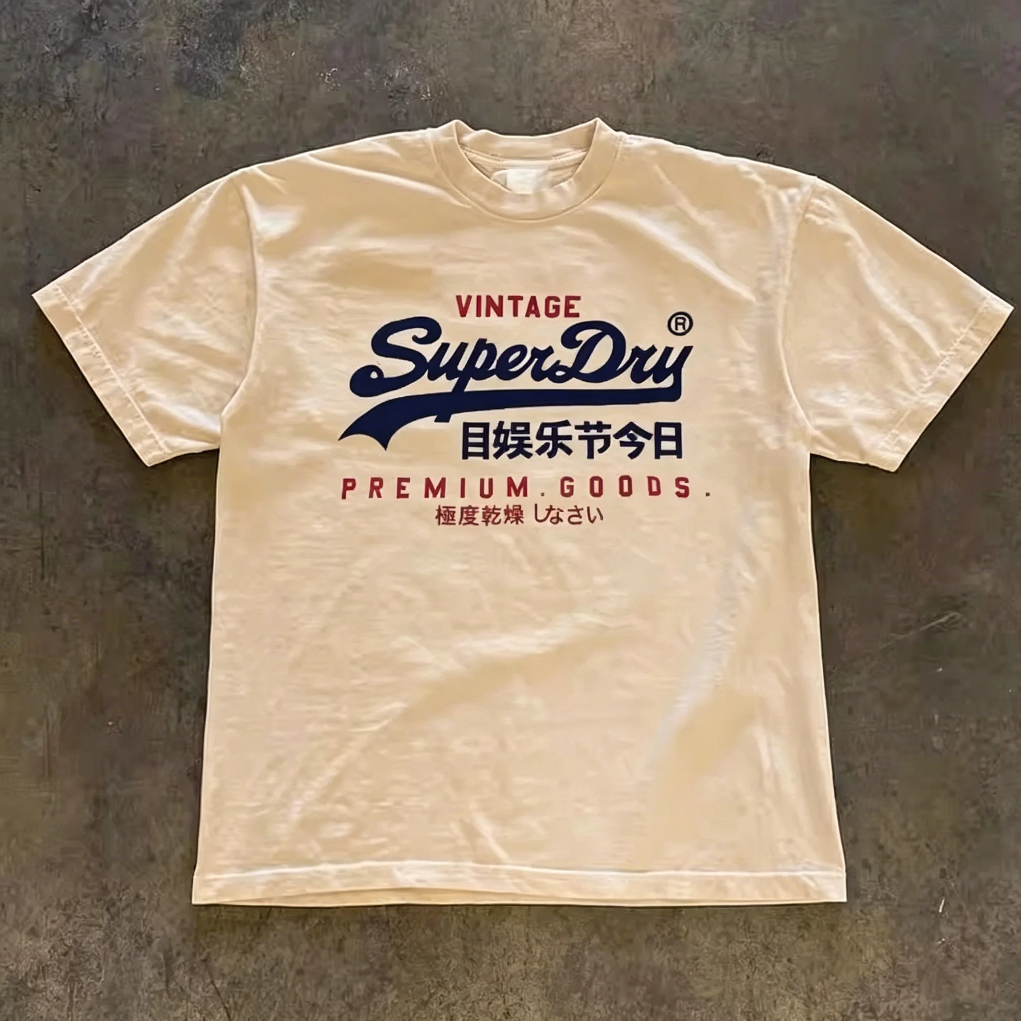 Retro SuperDry Style Japanese Logo Graphic T Shirt for Men 100_ Cotton Oversized Streetwear White 2026 New image 5