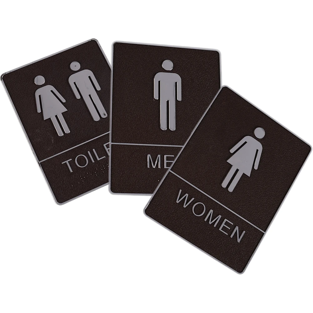 

3pcs Washroom Sign Acrylic Hotel Store Restaurant Men Women Restroom Signs Wall Mounted Smooth Surface Bathroom Decor