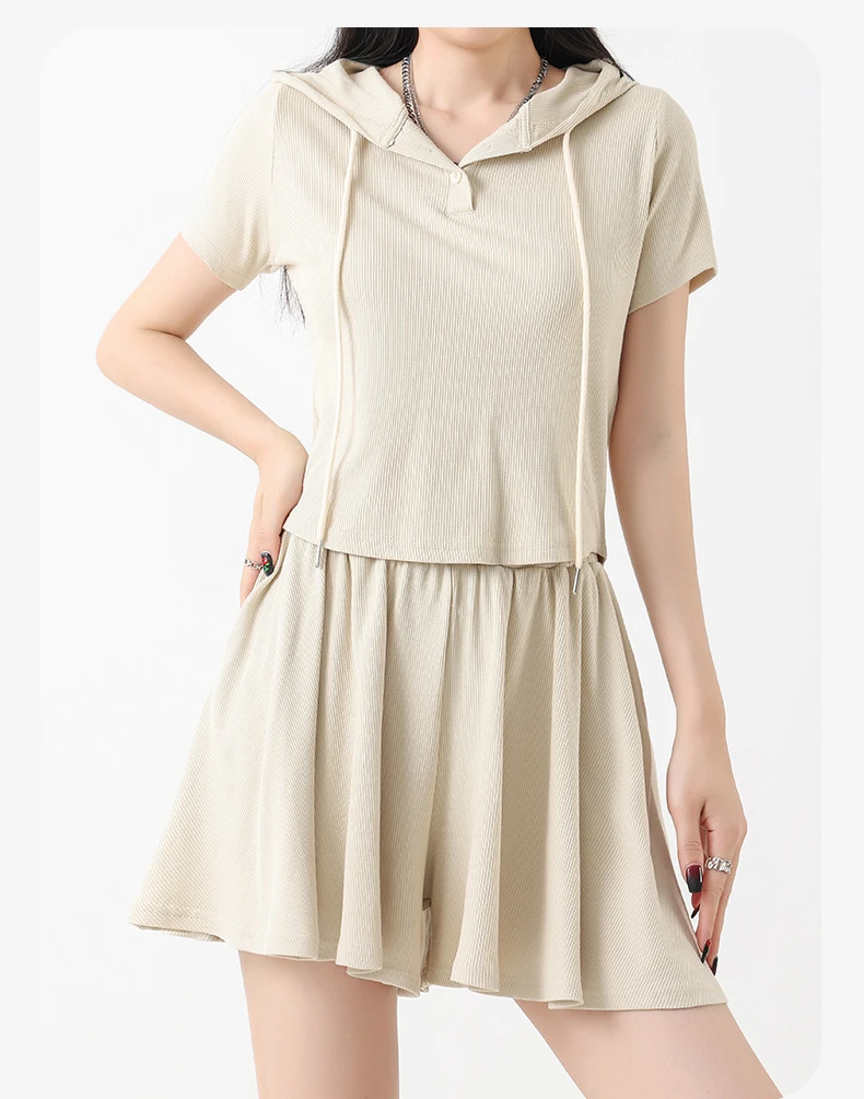 Spring/Summer Nude Feeling Short Sleeved Skirt Suit Women's Outdoor Fitness Clothes Casual T-shirt Suit