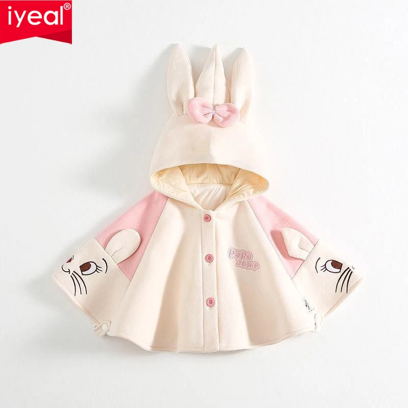 

IYEAL плащ для маленьких мальчиков и девочек, весенне-осенняя толстая ветровка, куртка с капюшоном и шалью для маленьких девочек