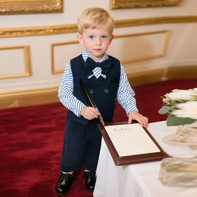 

Boys 3PCS Formal Outfit Vest Shirt Pants Gentleman Clothes Baby Birthday Wedding Party Pageboy Performance Photograph Dress Suit