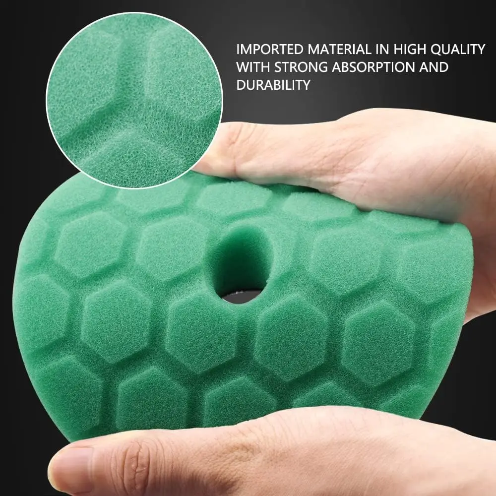5Pcs 5 Inch Hex-LogiK Polishing Sponges Wax Sponge Car Polishing Pad, Foam Set For Eccentric Polishing Machine / Sanding Machine