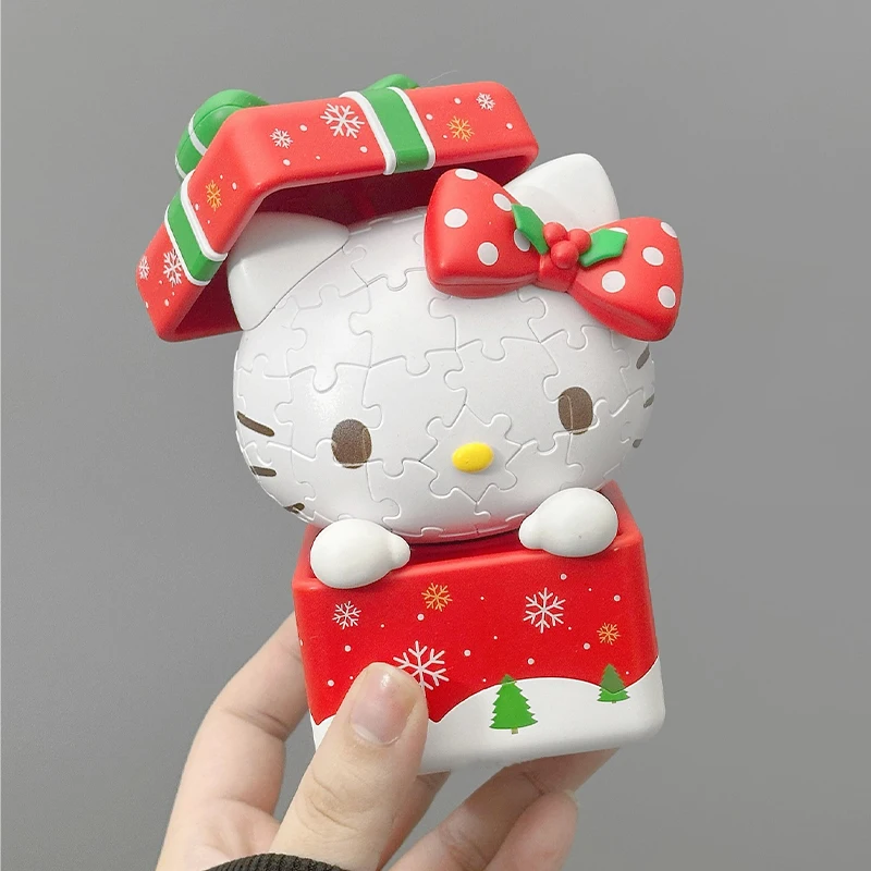 คริสต์มาส Hello Kitty ปริศนา 3D Diy ของเล่นการ์ตูนอะนิเมะ Figurines เครื่องประดับสาวคริสต์มาสของขวัญ Kawaii ของขวัญวันเกิด