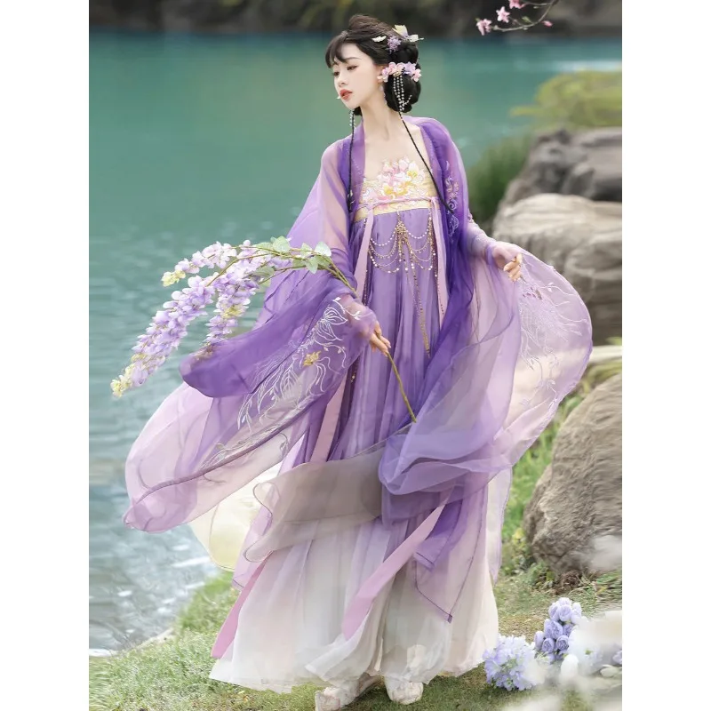 Tang Dynasty chest-length large-sleeved shirt embroidered elegant fairy air spring and summer new