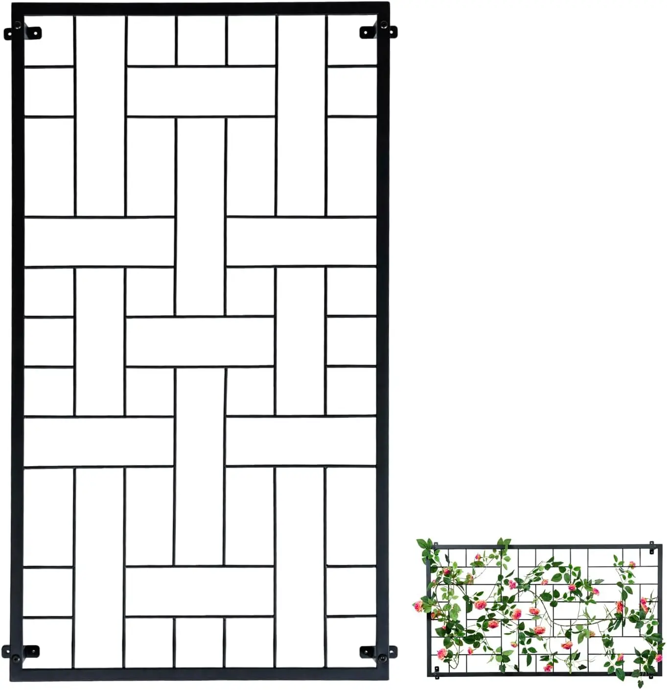 

Large Garden Wall Trellis, Modern Artistic Geometric Metal Wire Garden Trellis, Wall Mounted Weave Grid Lattice Support Frame fo
