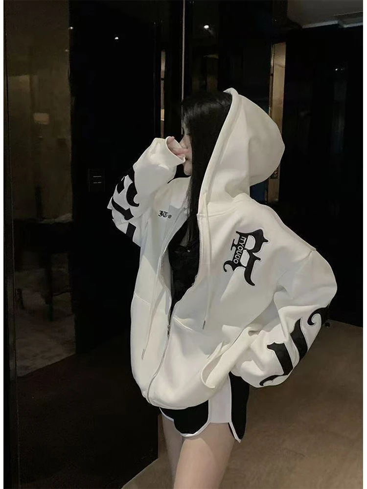 هذا العام الجديد الخريف والشتاء المد العلامة التجارية إلكتروني الأزياء مقنعين زوجين هوديي كبار تصميم الشعور معطف فضفاض كبير الحجم #3